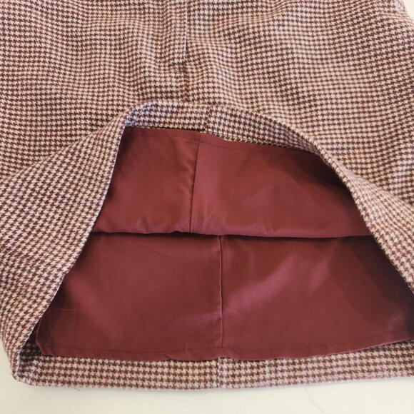 Cupcakes and Cashmere Sz 8 Wool Blend A-Line Mini Houndstooth Brown Skirt Earthy - Picture 10 of 10